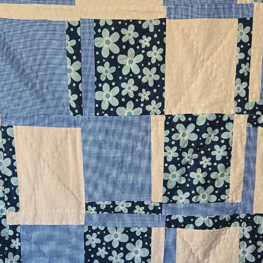 Blue and White Patchwork Quilt Bedding